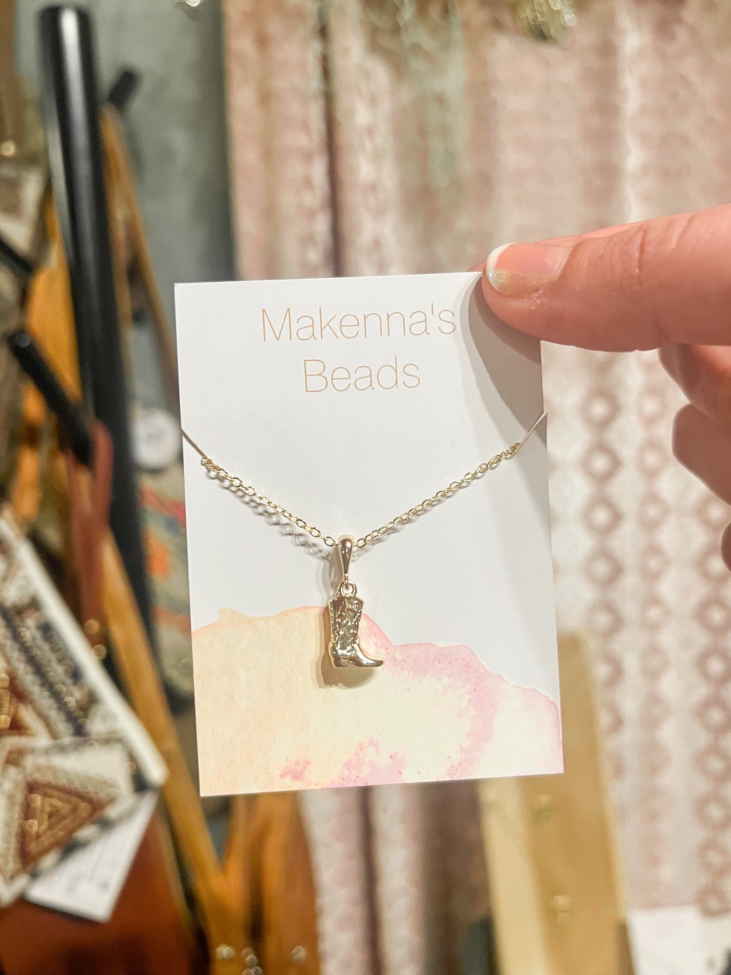 Gold Cowboy Boot Necklace