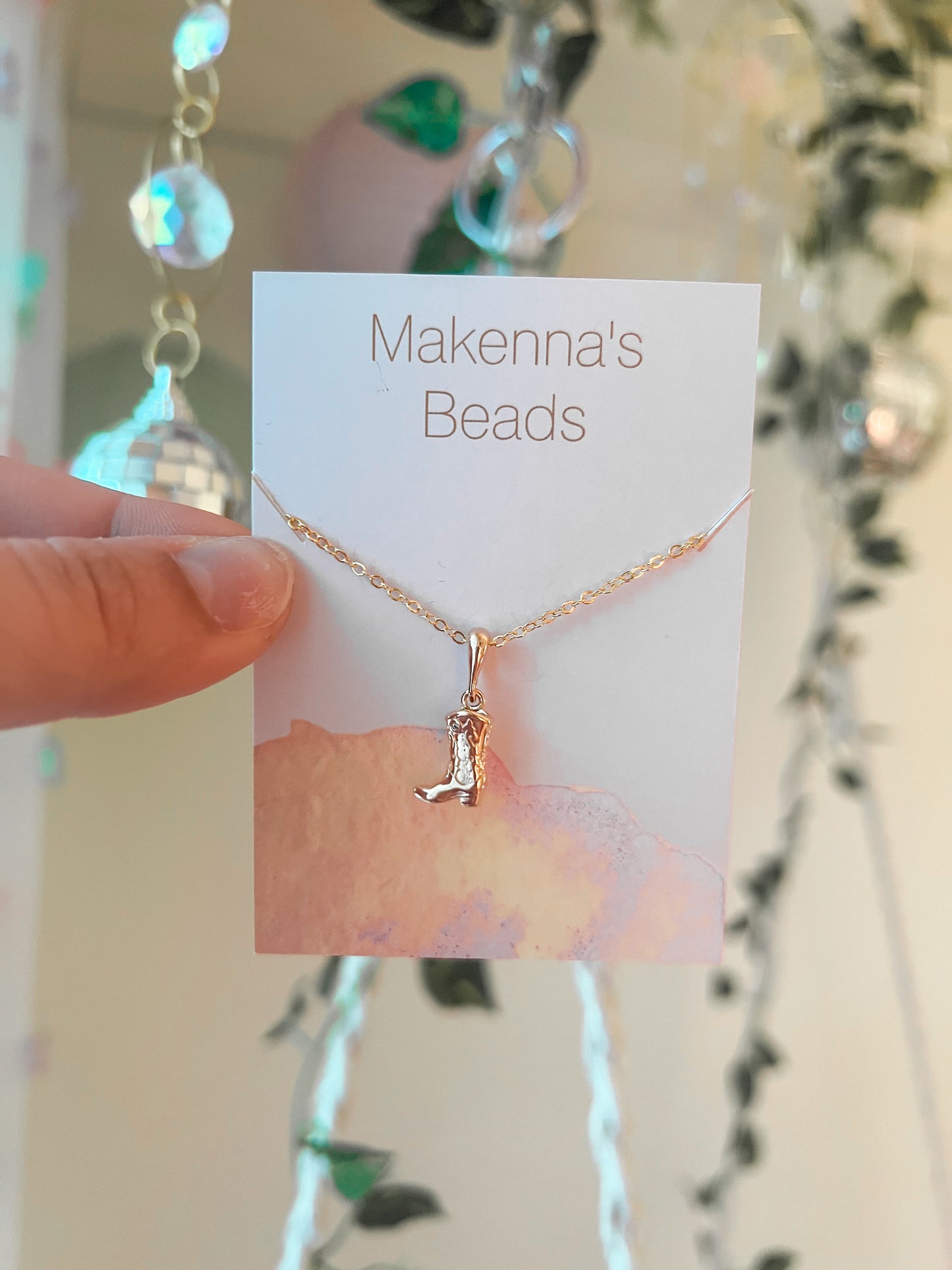 Gold Cowboy Boot Necklace