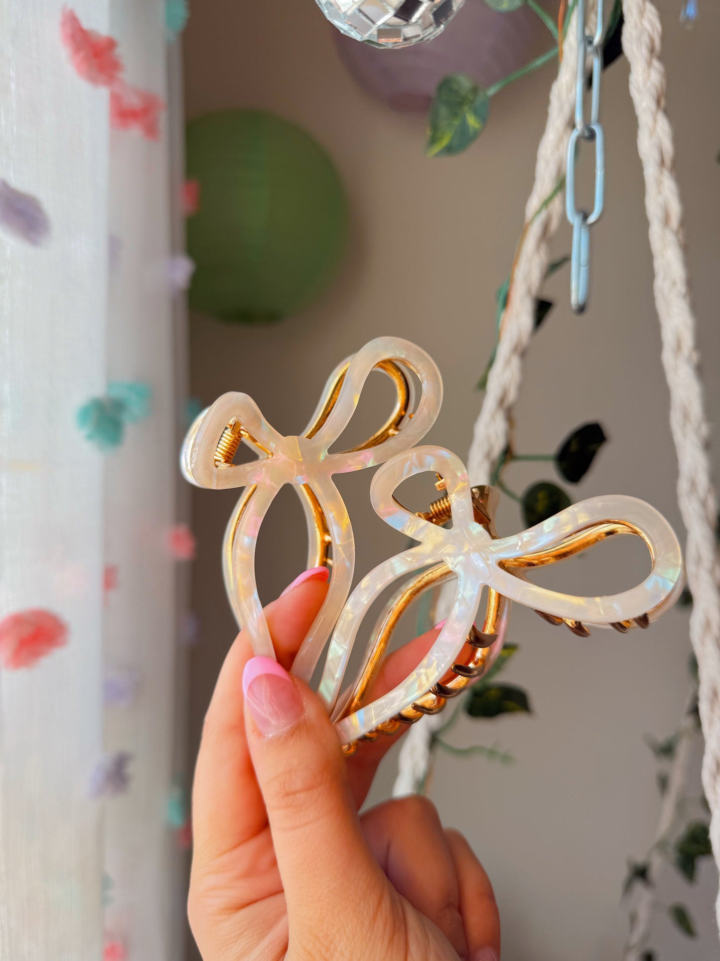 Opal Bow Claw Clip