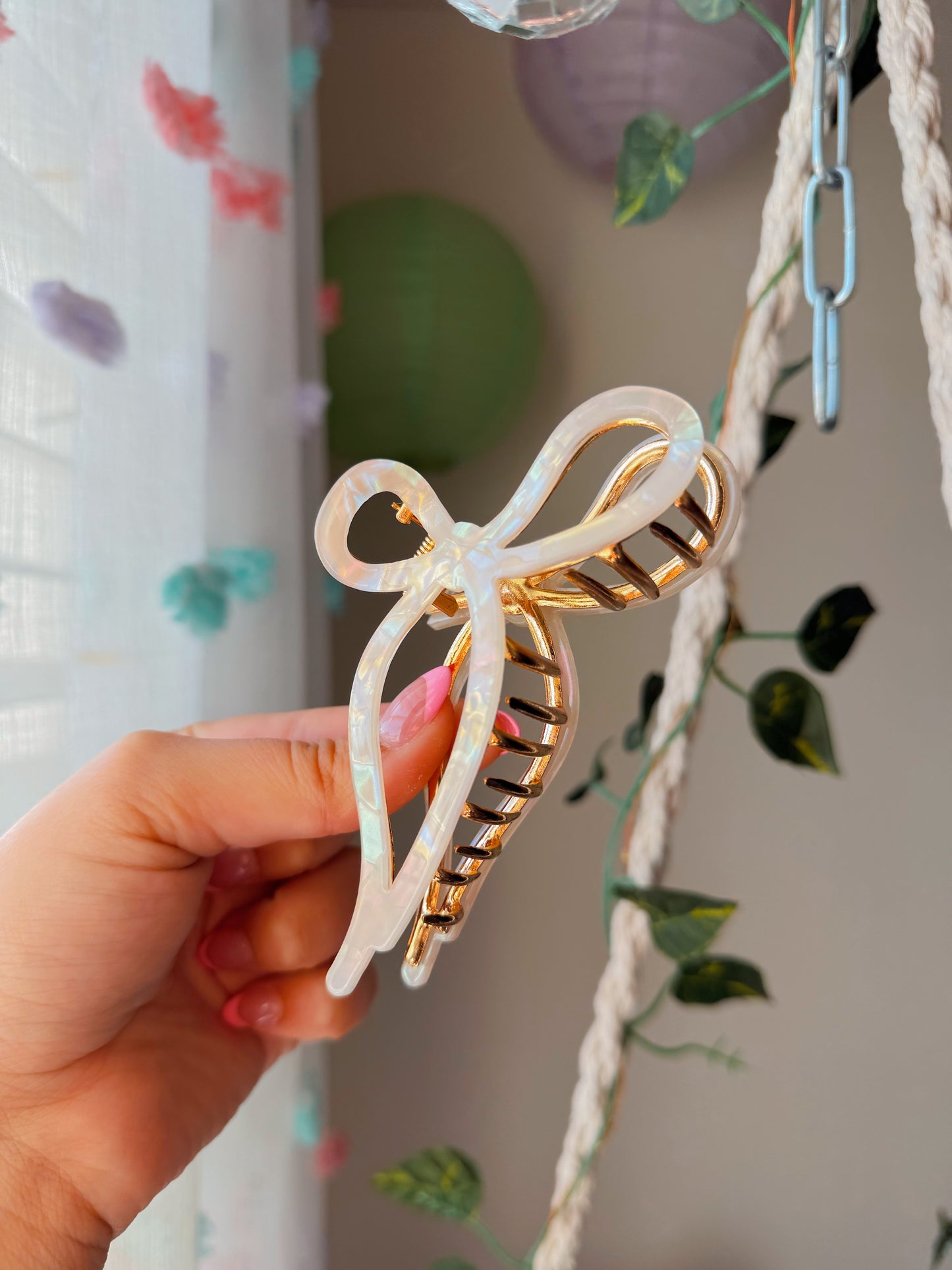 Opal Bow Claw Clip