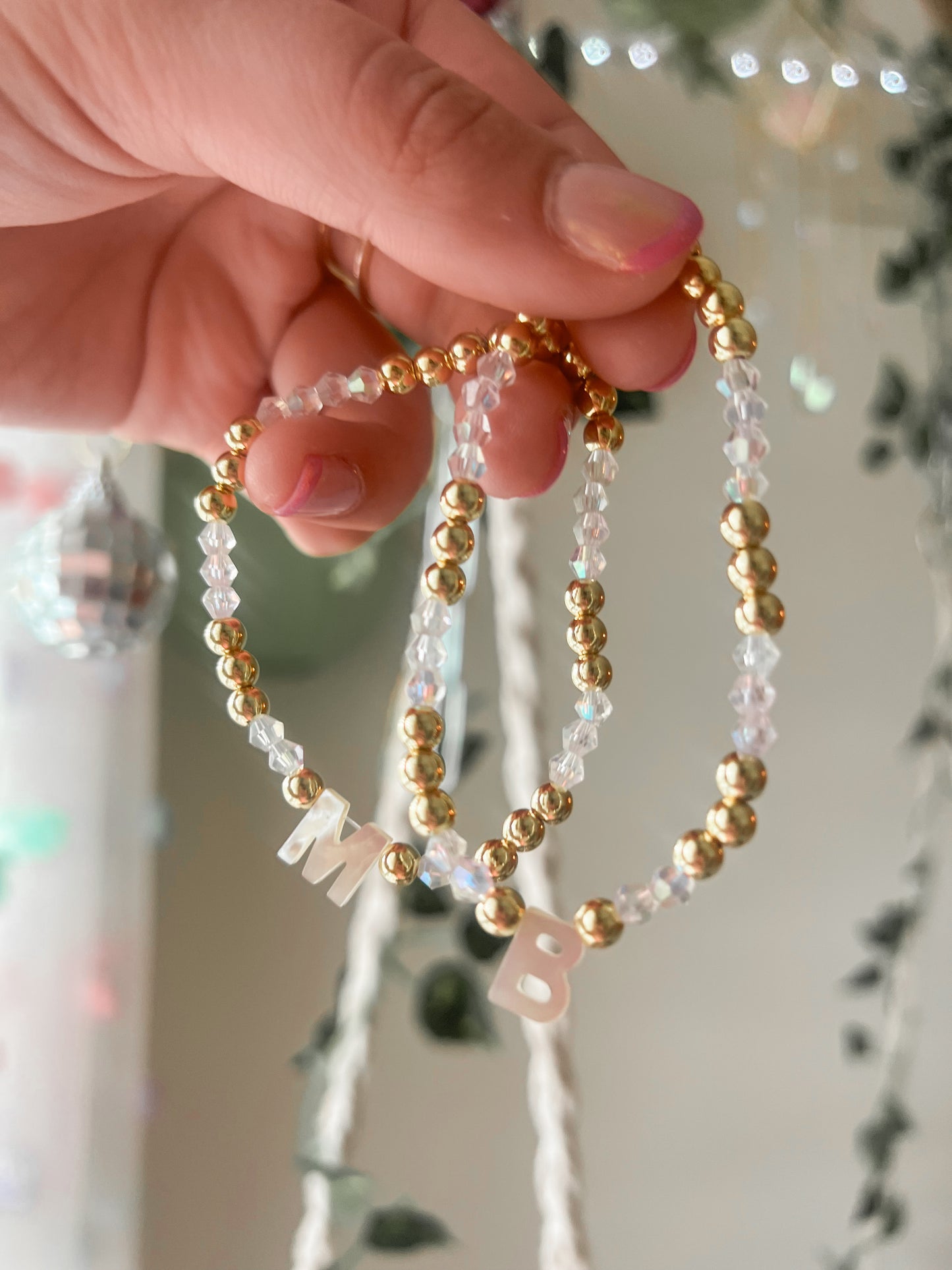 Gold Pearl Initial Bracelet