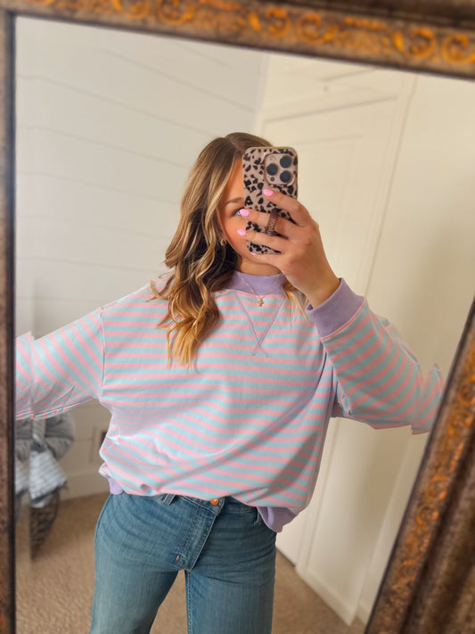 Cotton Candy Striped Mock Neck