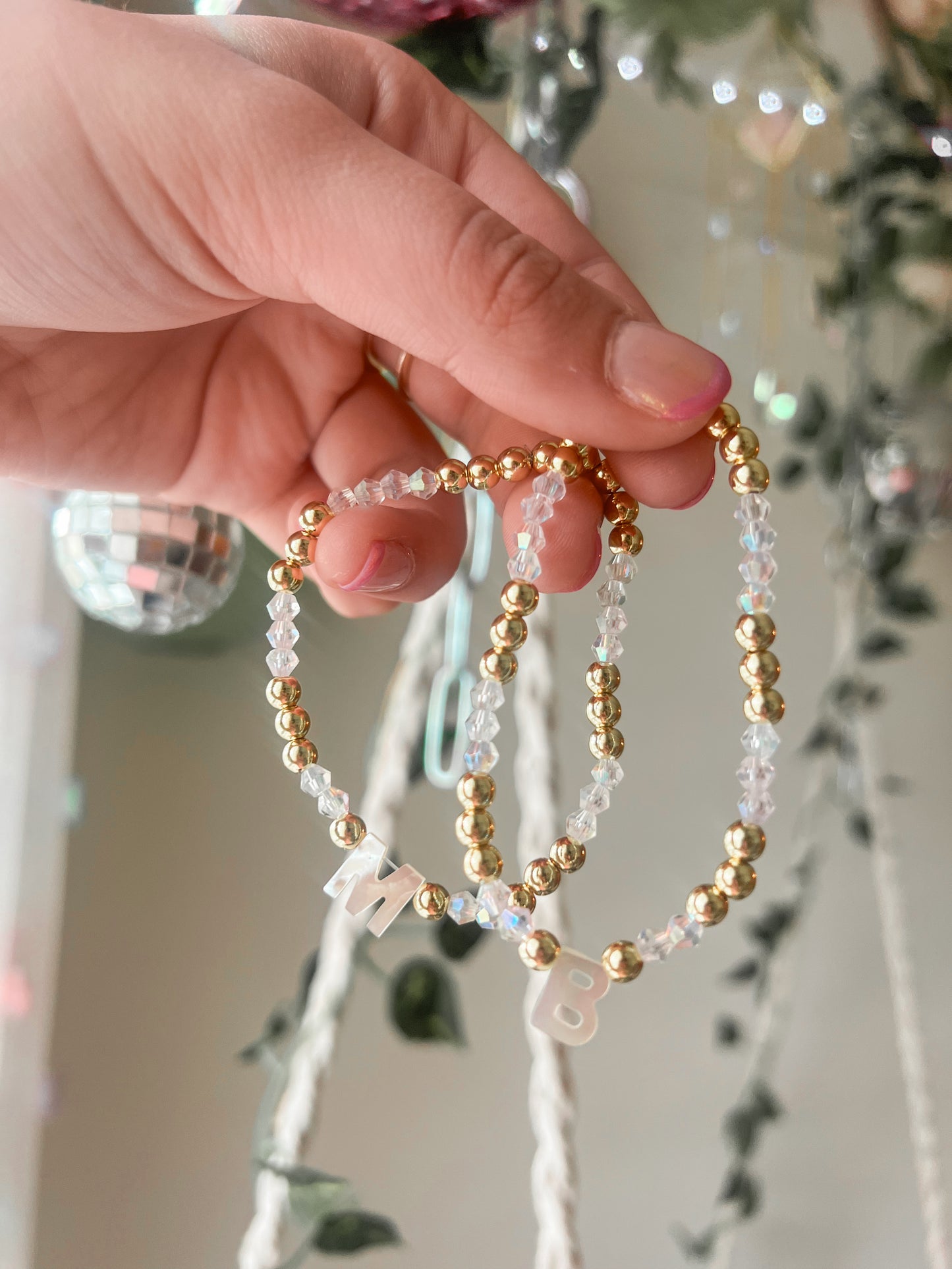 Gold Pearl Initial Bracelet