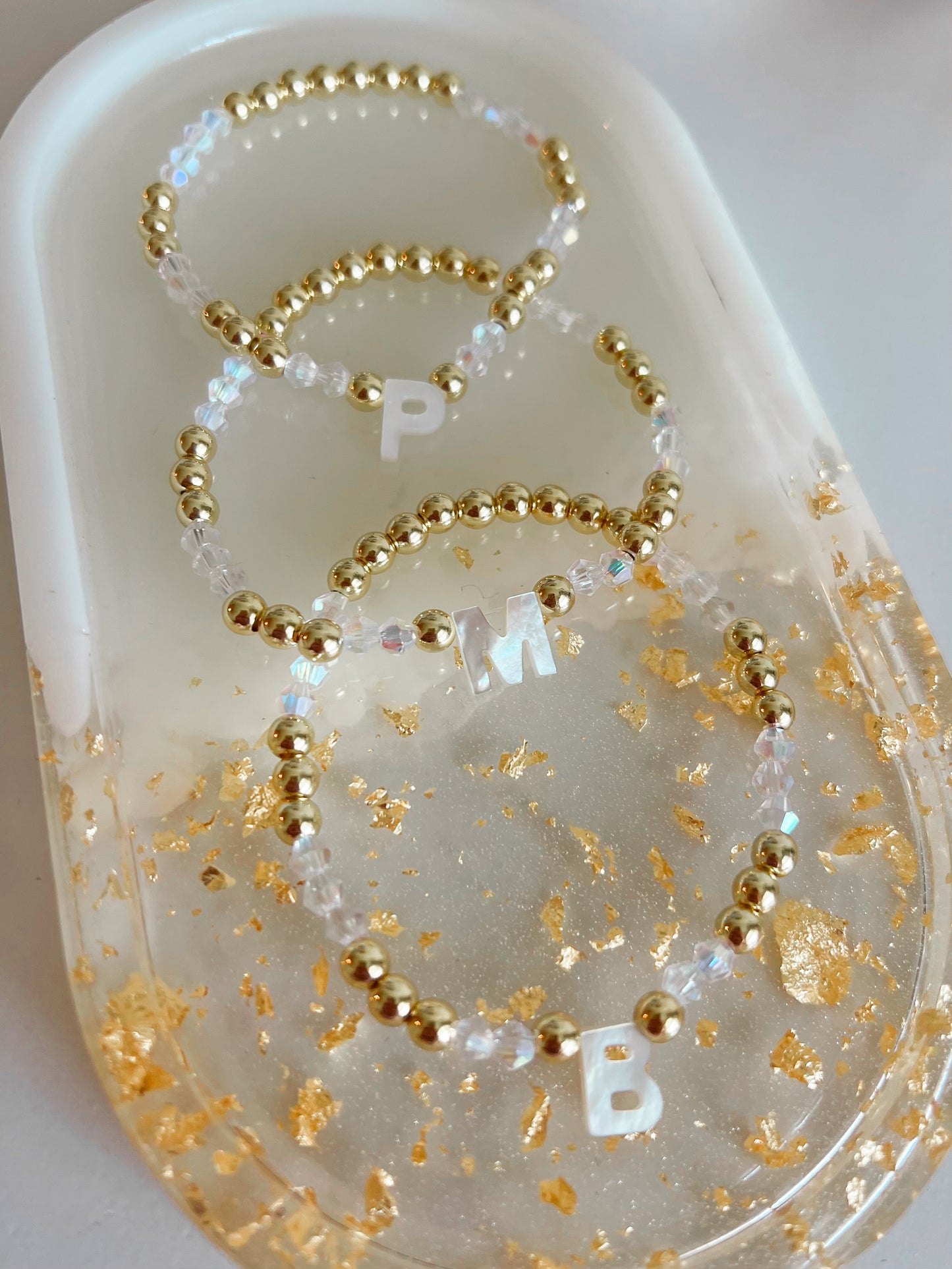 Gold Pearl Initial Bracelet